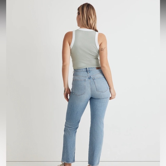 MADEWELL Brightside Rib Cutaway Cropped Tank Color Pale Celadon size XS - Picture 3 of 6